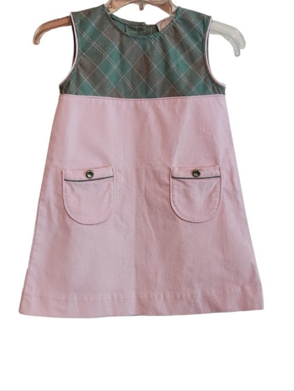 The Beaufort Bonnet Company Jill Jumper Pink and Green Sleeveless A-Line Dress